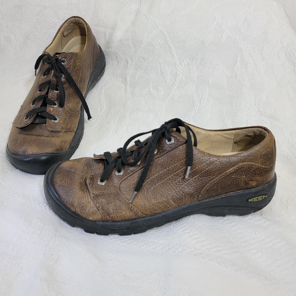Keen Alki Mens 1002789 Brown Leather Lace Up Casual Walking Shoes Size 12 EU 46